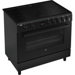 Etna FI590ZWA Vrijstaand fornuis met inductiekookplaat en Electrische bakoven 90 cm breed zwart. 3-fasen aansluiting