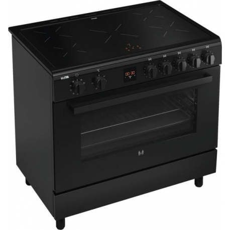 Etna FI590ZWA Vrijstaand fornuis met inductiekookplaat en Electrische bakoven 90 cm breed zwart. 3-fasen aansluiting