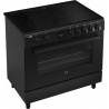 Etna FI590ZWA Vrijstaand fornuis met inductiekookplaat en Electrische bakoven 90 cm breed zwart. 3-fasen aansluiting