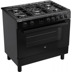 Etna FG190ZWA Vrijstaand gasfornuis, Electrische bakoven, 90 cm zwart fornuis