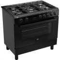 Etna FG190ZWA Vrijstaand gasfornuis, Electrische bakoven, 90 cm zwart fornuis