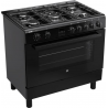 Etna FG190ZWA Vrijstaand gasfornuis, Electrische bakoven, 90 cm zwart fornuis