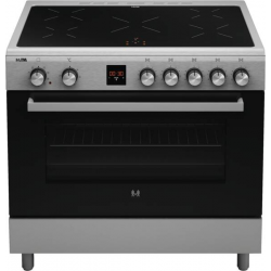 Etna FI590RVS Vrijstaand inductiefornuis, Electrische bakoven, 90 cm breed . 3 fase aansluiting
