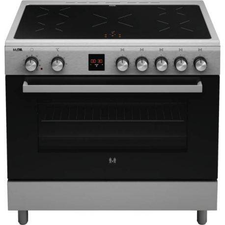 Etna FI590RVS Vrijstaand inductiefornuis, Electrische bakoven, 90 cm breed . 3 fase aansluiting