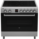 Etna FI590RVS Vrijstaand inductiefornuis, Electrische bakoven, 90 cm breed . 3 fase aansluiting