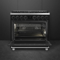 Smeg B91GMMBNLK2 Vrijstaand fornuis, Electrische bakoven 90 cm zwart-rvs gasfornuis