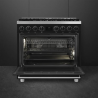 Smeg B91GMMBNLK2 Vrijstaand fornuis, Electrische bakoven 90 cm zwart-rvs gasfornuis