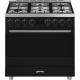 Smeg B91GMMBNLK2 Vrijstaand fornuis, Electrische bakoven 90 cm zwart-rvs gasfornuis