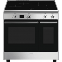 Smeg CX92IM RVS Vrijstaand fornuis, Electrische bakoven, inductiefornuis 90 cm