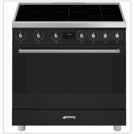 Smeg C9IMMB2 Vrijstaand fornuis, Electrische bakoven. Inductiefornuis zwart 90 cm